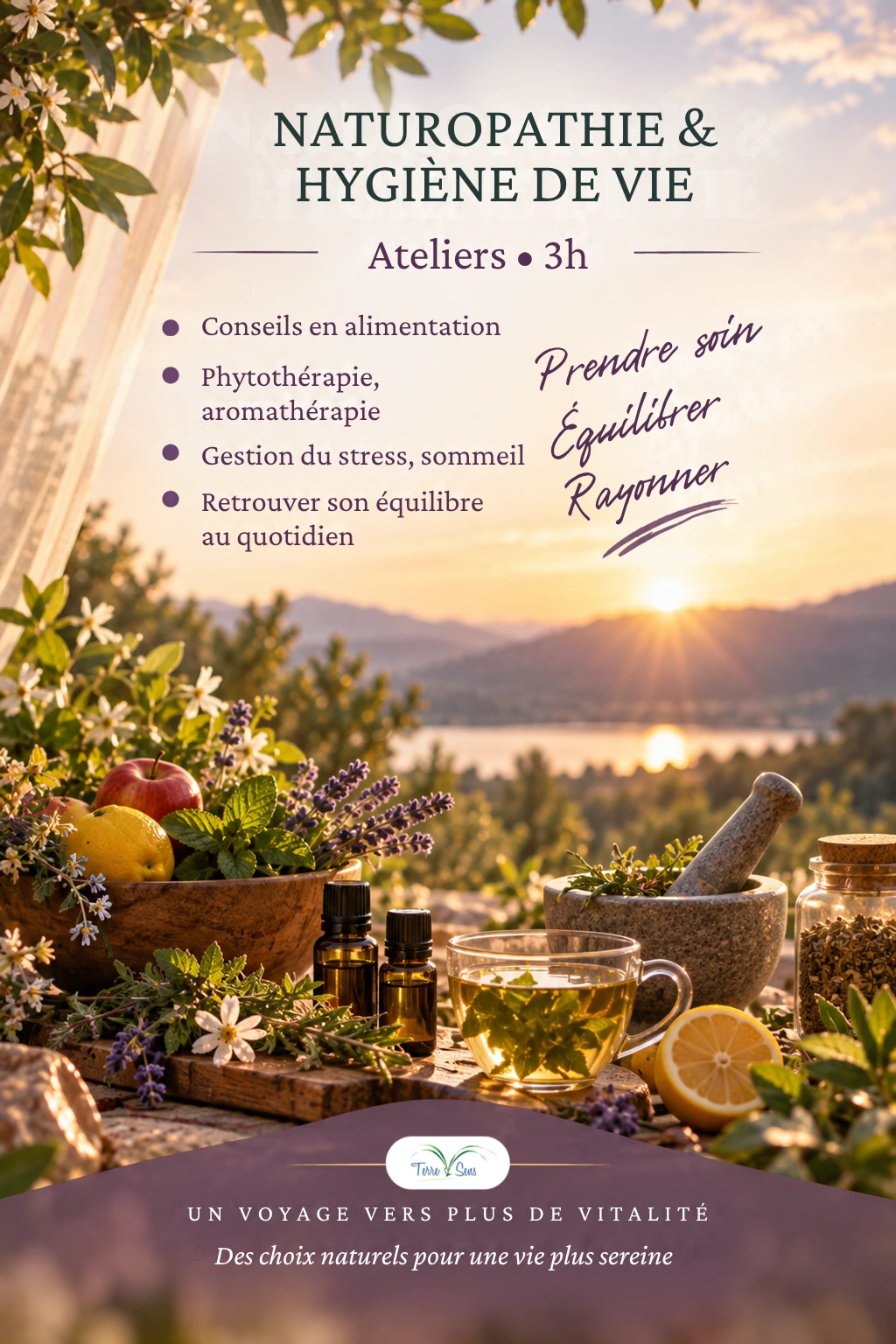 Atelier Naturopathie et hygiène de vie de 3h : prendre soin, équilibrer, rayonner